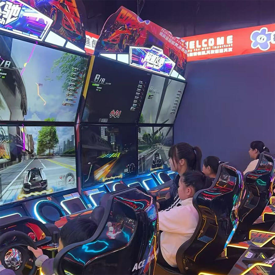 2 screens racing arcade in game center 1